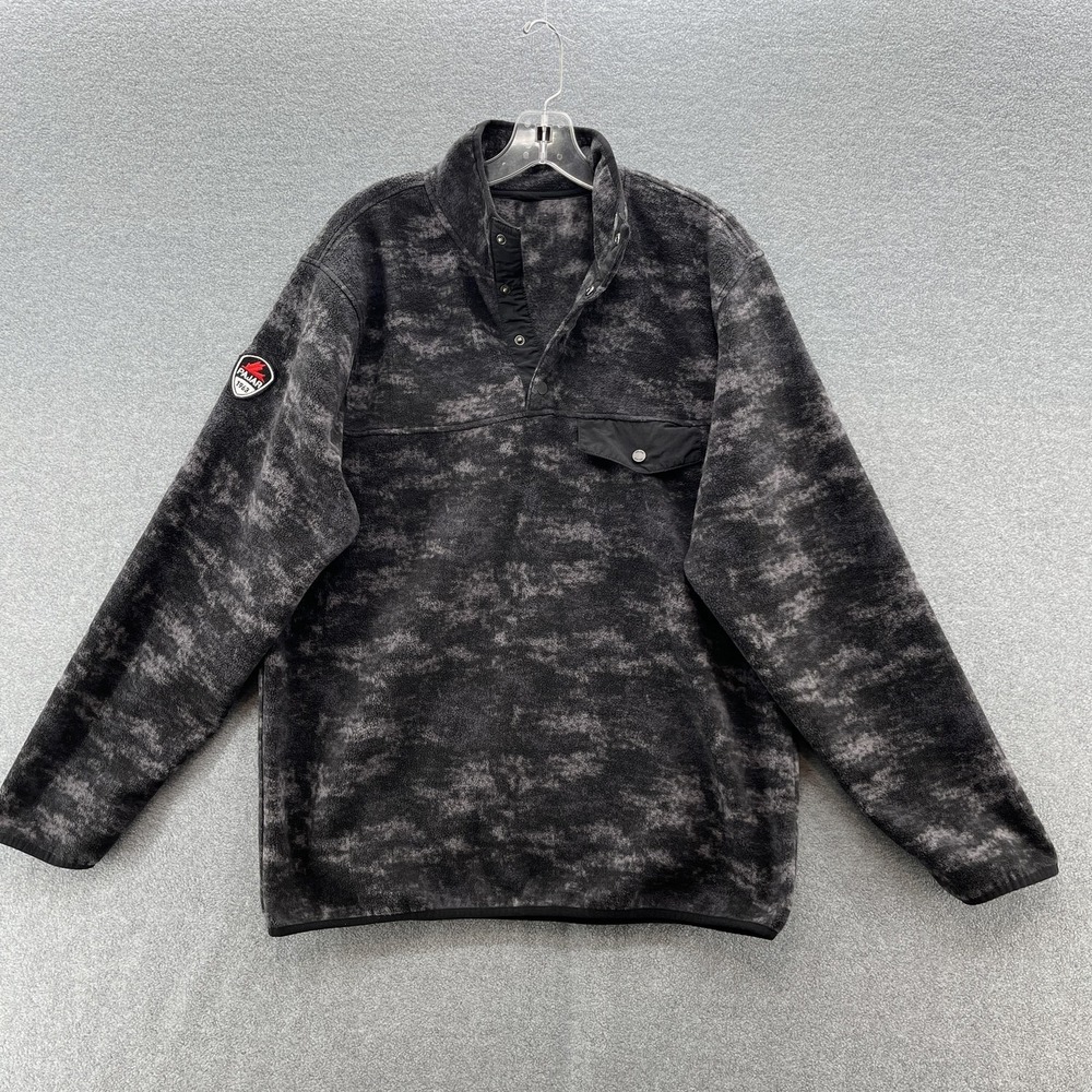 Pajar Pullover Men Large Black Gray Camo T Snap Lightweight Logo Polar Fleece